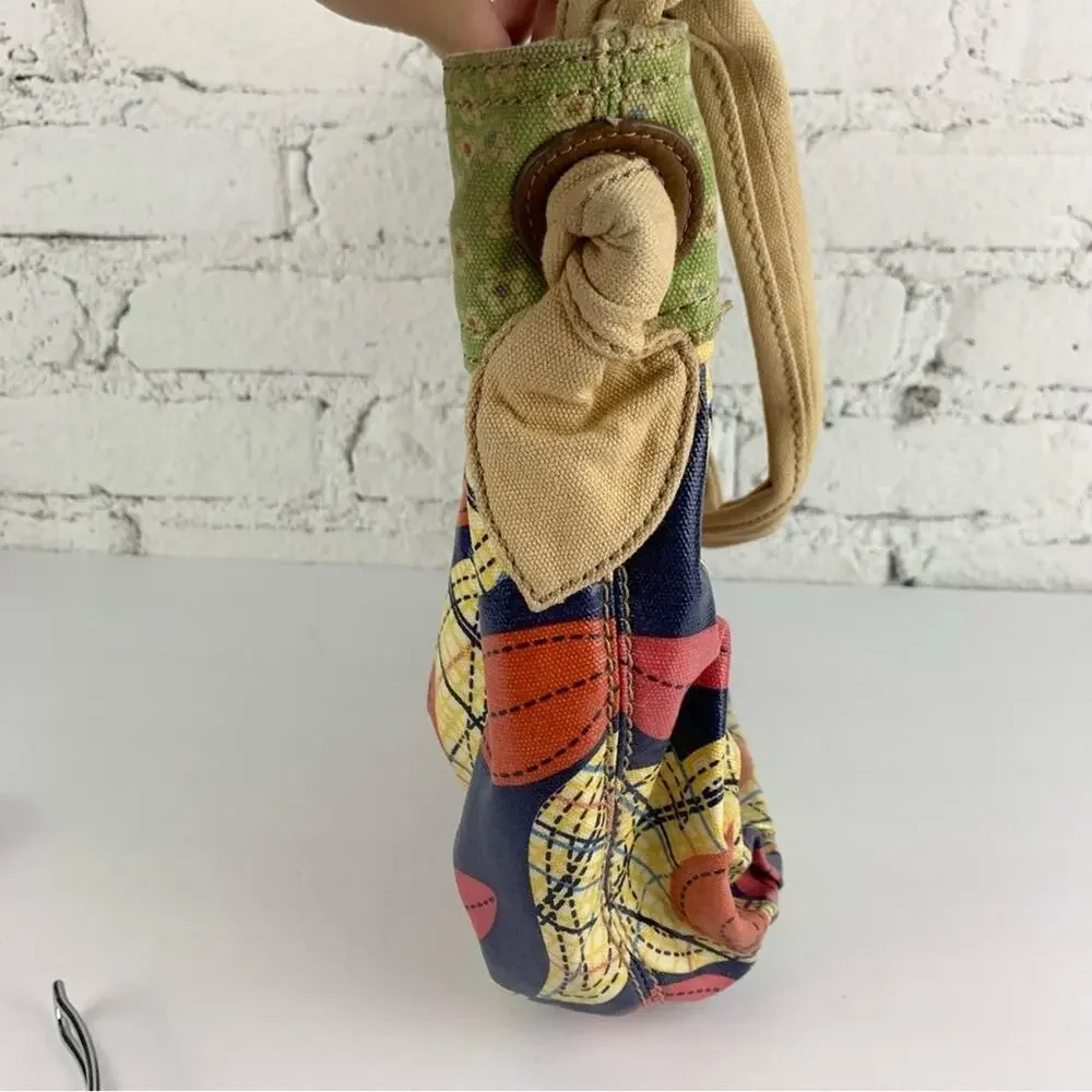 Fossil Floral Coated Canvas Shoulder Bag Hobo Purse